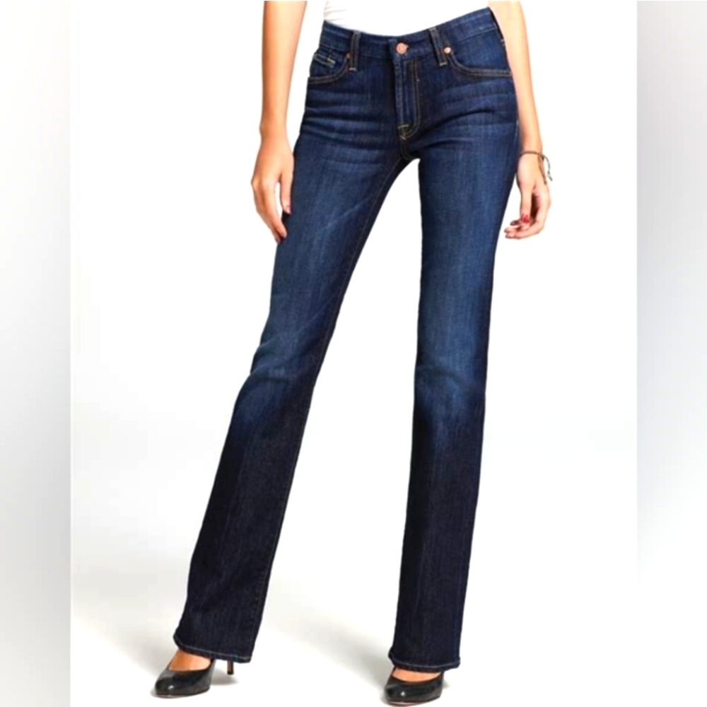 7 For All Mankind Dark Blue Wash Bootcut Denim Jeans Womens Size 34